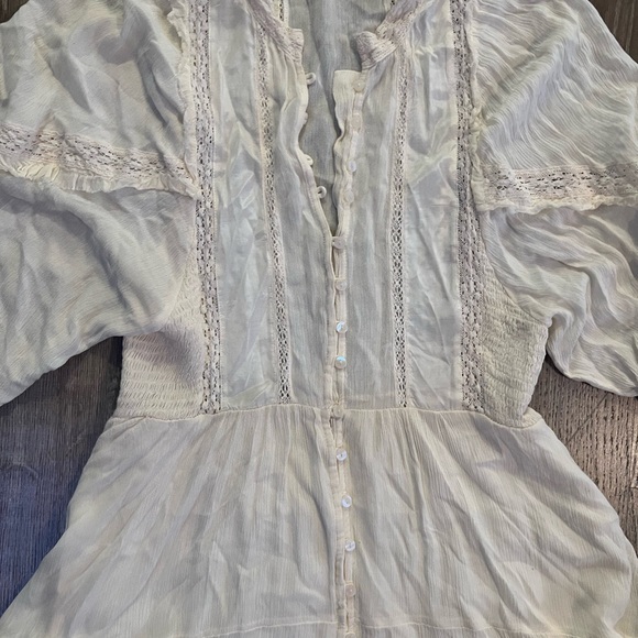 Free People One Ambrosia Woven Ruffle Oversized Swing Mini Dress - Picture 6 of 9